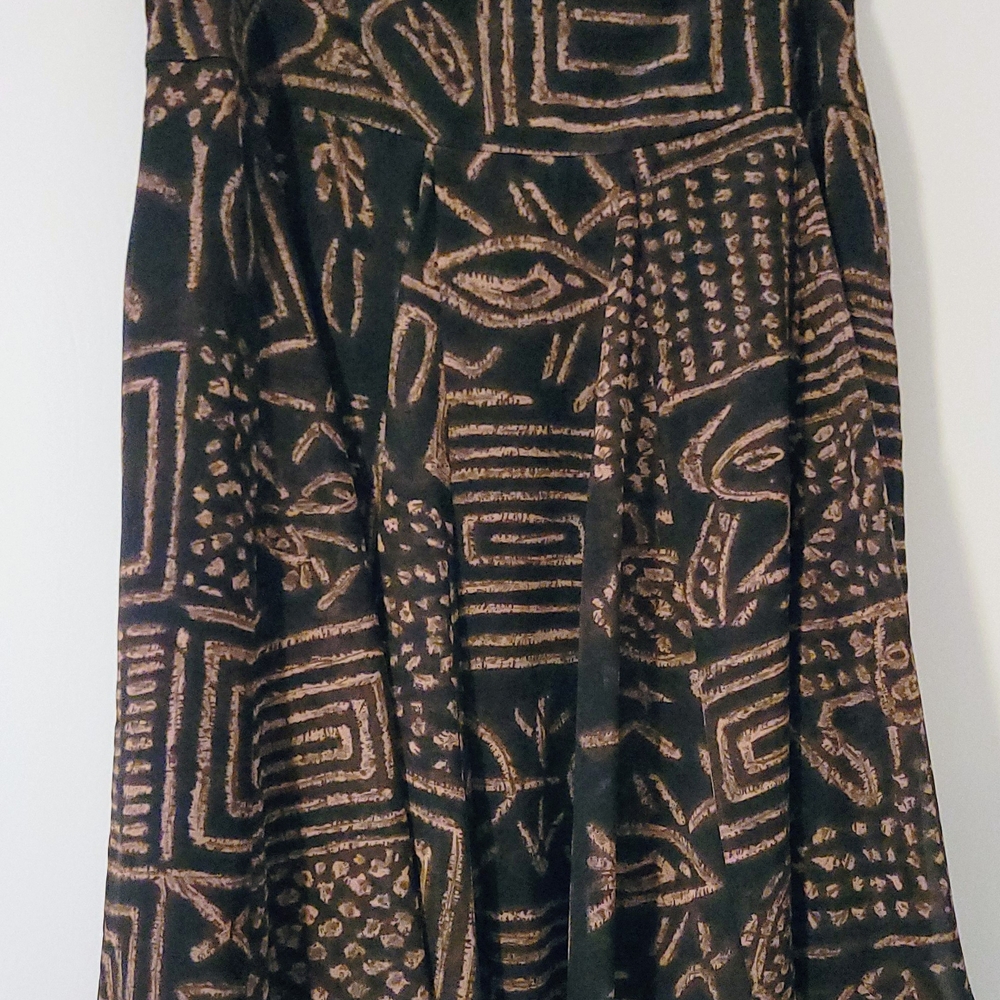 Chaps Black and Brown Geometric A-Line Skirt - Picture 3 of 7